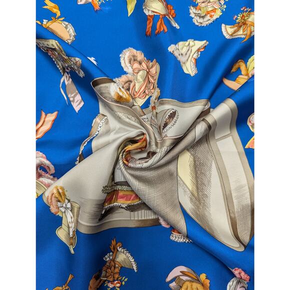 Authentic Hermes Blue Paris Modiste Silk Scarf 90cm - Picture 3 of 10